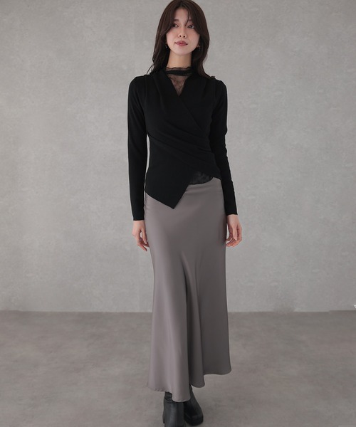 Lace Ladies(レースレディース)の「ウール混 レース ドッキング カシュクール トップス(その他トップス・レディース・ブラック/グレイッシュベージュ/ブラウン・FREE)」の6枚目の写真