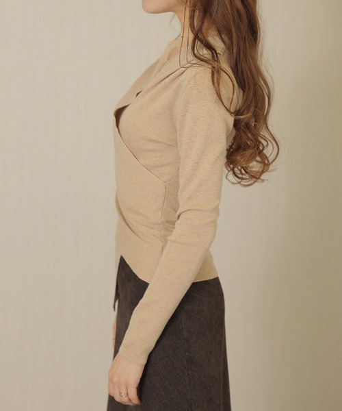 Lace Ladies(レースレディース)の「ウール混 レース ドッキング カシュクール トップス(その他トップス・レディース・ブラック/グレイッシュベージュ/ブラウン・FREE)」の5枚目の写真