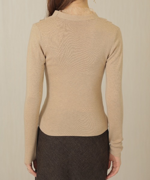 Lace Ladies(レースレディース)の「ウール混 レース ドッキング カシュクール トップス(その他トップス・レディース・ブラック/グレイッシュベージュ/ブラウン・FREE)」の7枚目の写真