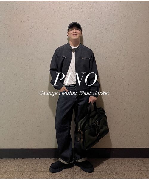 P.IN.O(ピインオ)の「グランジレザーバイカージャケット - チャコール(ライダースジャケット・メンズ・その他・MEDIUM/LARGE)」の6枚目の写真