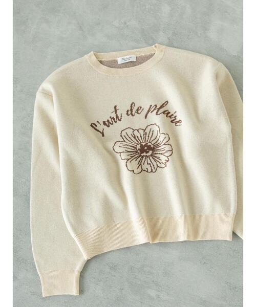 Te chichi TERRASSE（テチチテラス）の「フラワーモチーフロゴニット（ニット/セーター・レディース・オフホワイト/ブラック/ベージュ/ピンク・F）」の3枚目の写真