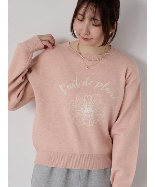 Te chichi TERRASSE（テチチテラス）の「フラワーモチーフロゴニット（ニット/セーター・レディース・オフホワイト/ブラック/ベージュ/ピンク・F）」の4枚目の写真