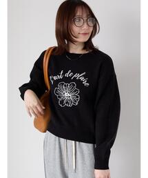 Te chichi TERRASSE | フラワーモチーフロゴニット(ニット/セーター)