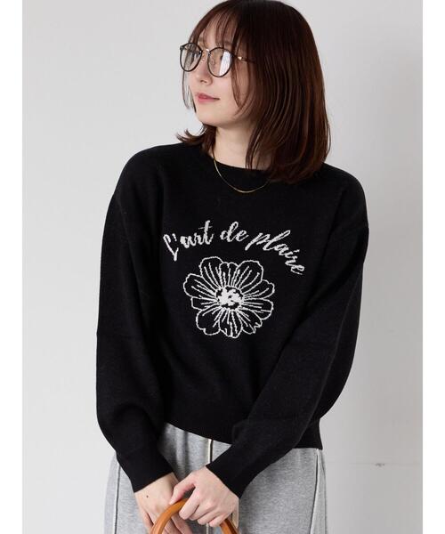 Te chichi TERRASSE（テチチテラス）の「フラワーモチーフロゴニット（ニット/セーター・レディース・オフホワイト/ブラック/ベージュ/ピンク・F）」の17枚目の写真