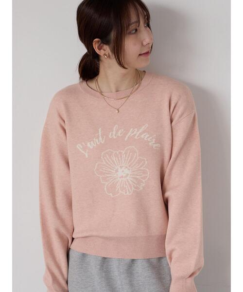 Te chichi TERRASSE（テチチテラス）の「フラワーモチーフロゴニット（ニット/セーター・レディース・オフホワイト/ブラック/ベージュ/ピンク・F）」の20枚目の写真