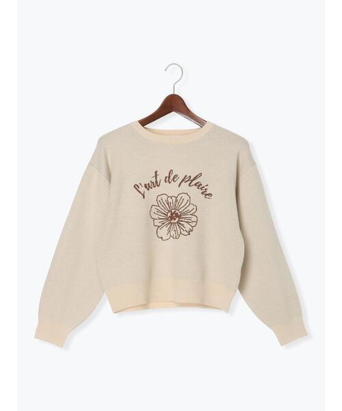 Te chichi TERRASSE（テチチテラス）の「フラワーモチーフロゴニット（ニット/セーター・レディース・オフホワイト/ブラック/ベージュ/ピンク・F）」の5枚目の写真
