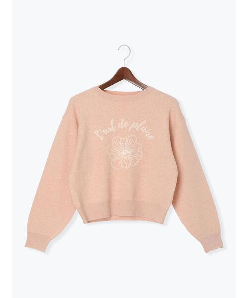 Te chichi TERRASSE（テチチテラス）の「フラワーモチーフロゴニット（ニット/セーター・レディース・オフホワイト/ブラック/ベージュ/ピンク・F）」の7枚目の写真