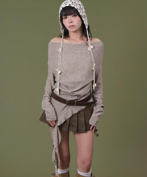 dispark(ディスパーク)の「DISPARK/イレヘムデザイントップ(ニット/セーター・レディース・チャコールグレー/ベージュ・FREE)」の2枚目の写真