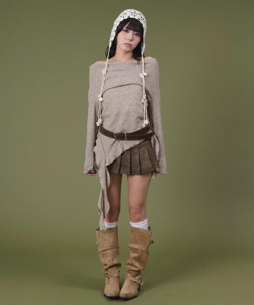 dispark(ディスパーク)の「DISPARK/イレヘムデザイントップ(ニット/セーター・レディース・チャコールグレー/ベージュ・FREE)」の4枚目の写真