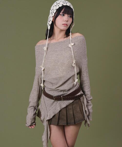 dispark(ディスパーク)の「DISPARK/イレヘムデザイントップ(ニット/セーター・レディース・チャコールグレー/ベージュ・FREE)」の8枚目の写真