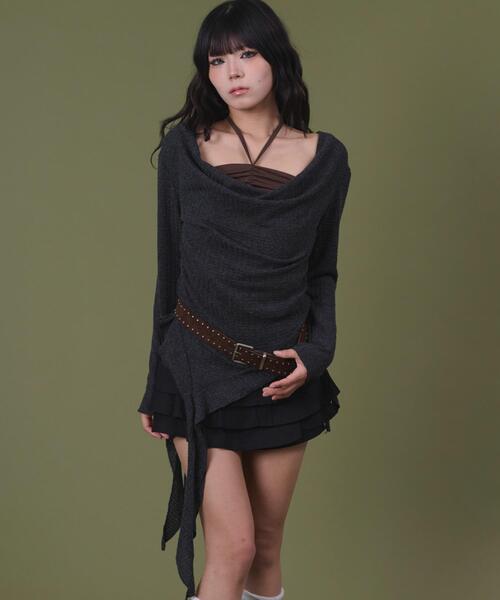 dispark(ディスパーク)の「DISPARK/イレヘムデザイントップ(ニット/セーター・レディース・チャコールグレー/ベージュ・FREE)」の5枚目の写真