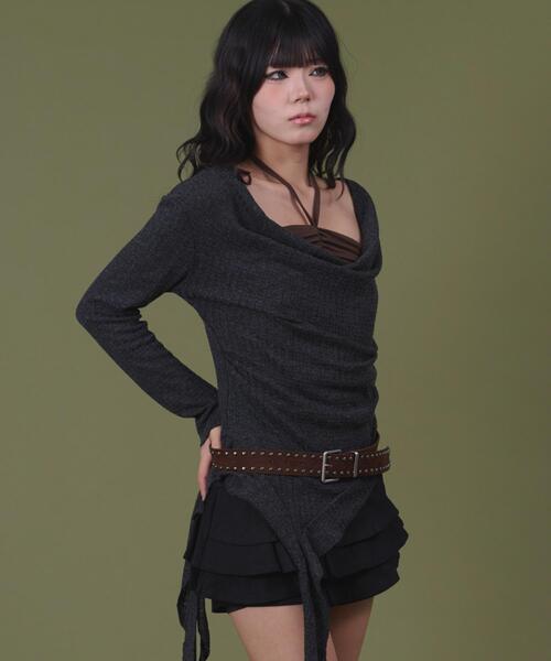 dispark(ディスパーク)の「DISPARK/イレヘムデザイントップ(ニット/セーター・レディース・チャコールグレー/ベージュ・FREE)」の6枚目の写真