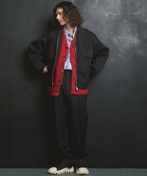 MAISON SPECIAL(メゾンスペシャル)の「《UNISEX》Prime-Over Shaggy Knit Y-neck Cardigan/プライムオーバーシャギーニットYネックカーディガン【MAISON SPECIAL/メゾンスペシャル】(カーディガン/ボレロ・メンズ・レッド/ネイビー/イエロー/チャコールグレー/ブラック・0/1/2)」の7枚目の写真