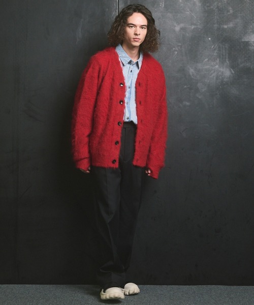 MAISON SPECIAL(メゾンスペシャル)の「《UNISEX》Prime-Over Shaggy Knit Y-neck Cardigan/プライムオーバーシャギーニットYネックカーディガン【MAISON SPECIAL/メゾンスペシャル】(カーディガン/ボレロ・メンズ・レッド/ネイビー/イエロー/チャコールグレー/ブラック・0/1/2)」の6枚目の写真