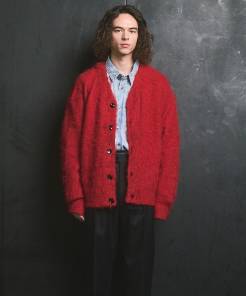 MAISON SPECIAL(メゾンスペシャル)の「《UNISEX》Prime-Over Shaggy Knit Y-neck Cardigan/プライムオーバーシャギーニットYネックカーディガン【MAISON SPECIAL/メゾンスペシャル】(カーディガン/ボレロ・メンズ・レッド/ネイビー/イエロー/チャコールグレー/ブラック・0/1/2)」の14枚目の写真