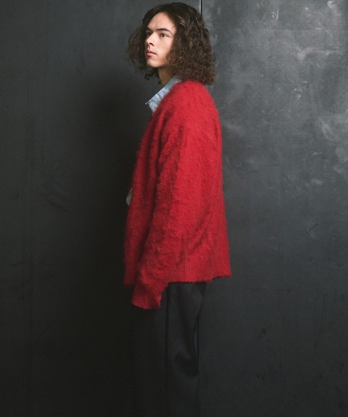 MAISON SPECIAL(メゾンスペシャル)の「《UNISEX》Prime-Over Shaggy Knit Y-neck Cardigan/プライムオーバーシャギーニットYネックカーディガン【MAISON SPECIAL/メゾンスペシャル】(カーディガン/ボレロ・メンズ・レッド/ネイビー/イエロー/チャコールグレー/ブラック・0/1/2)」の15枚目の写真