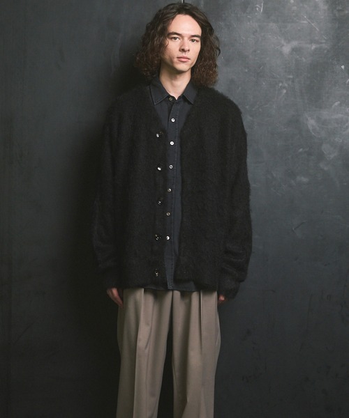 MAISON SPECIAL(メゾンスペシャル)の「《UNISEX》Prime-Over Shaggy Knit Y-neck Cardigan/プライムオーバーシャギーニットYネックカーディガン【MAISON SPECIAL/メゾンスペシャル】(カーディガン/ボレロ・メンズ・レッド/ネイビー/イエロー/チャコールグレー/ブラック・0/1/2)」の18枚目の写真