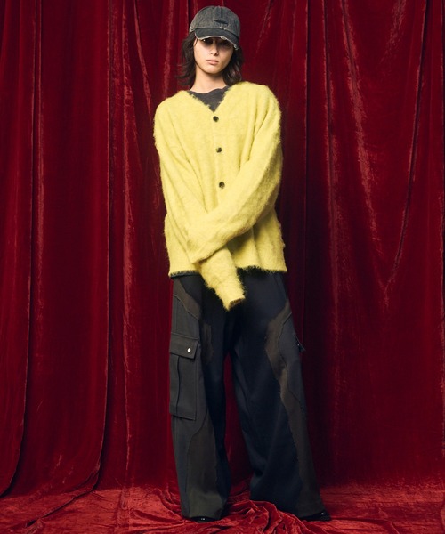 MAISON SPECIAL(メゾンスペシャル)の「《UNISEX》Prime-Over Shaggy Knit Y-neck Cardigan/プライムオーバーシャギーニットYネックカーディガン【MAISON SPECIAL/メゾンスペシャル】(カーディガン/ボレロ・メンズ・レッド/ネイビー/イエロー/チャコールグレー/ブラック・0/1/2)」の9枚目の写真