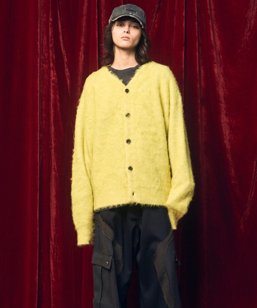 MAISON SPECIAL(メゾンスペシャル)の「《UNISEX》Prime-Over Shaggy Knit Y-neck Cardigan/プライムオーバーシャギーニットYネックカーディガン【MAISON SPECIAL/メゾンスペシャル】(カーディガン/ボレロ・メンズ・レッド/ネイビー/イエロー/チャコールグレー/ブラック・0/1/2)」の21枚目の写真