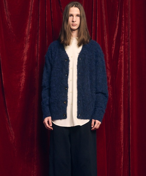 UNISEX》Prime-Over Shaggy Knit Y-neck Cardigan/プライムオーバー