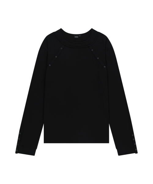 セール】Layered Long Sleeve (Black)（Tシャツ/カットソー）｜AAKAM