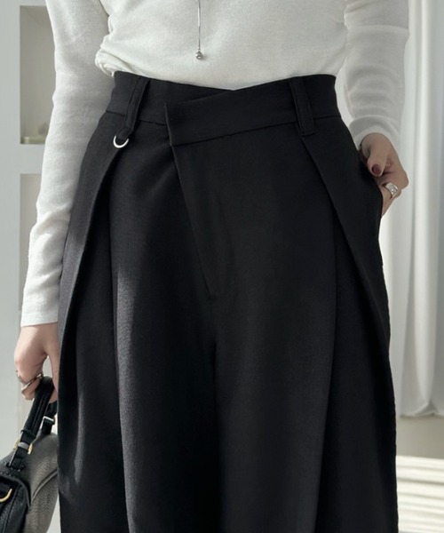 Eclat one(エクラワン)の「【Eclat one】ストレートシルエット フロントタック ワイドパンツ(スラックス・レディース・ベージュ/チャコールグレー/ブラック・FREE)」の2枚目の写真