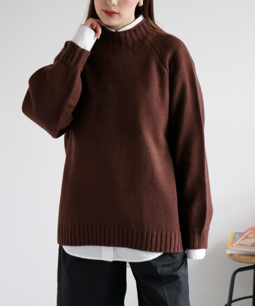 cepo（セポ）の「カシミアタッチハイネックニット〈ウォッシャブル〉（ニット/セーター・レディース・ミント/ダークブラウン/ベージュ・M）」の2枚目の写真