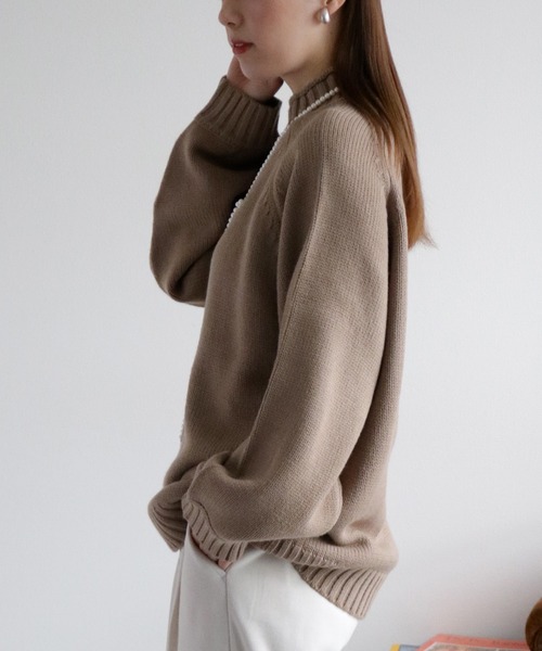 cepo（セポ）の「カシミアタッチハイネックニット〈ウォッシャブル〉（ニット/セーター・レディース・ミント/ダークブラウン/ベージュ・M）」の9枚目の写真