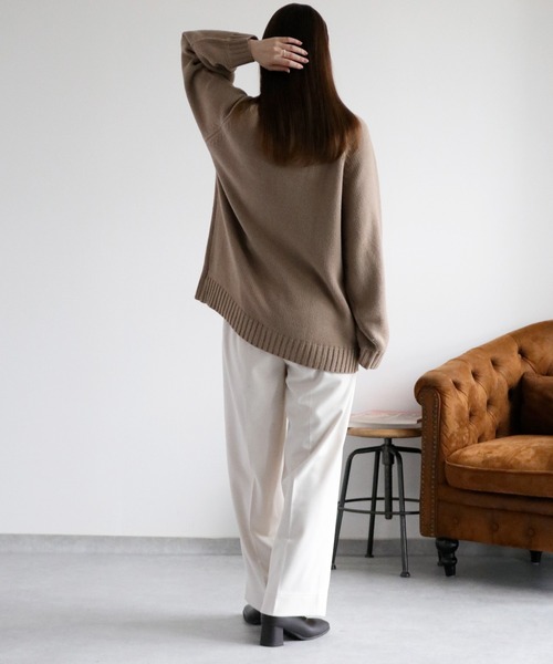 cepo（セポ）の「カシミアタッチハイネックニット〈ウォッシャブル〉（ニット/セーター・レディース・ミント/ダークブラウン/ベージュ・M）」の6枚目の写真