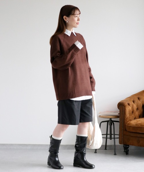 cepo（セポ）の「カシミアタッチハイネックニット〈ウォッシャブル〉（ニット/セーター・レディース・ミント/ダークブラウン/ベージュ・M）」の17枚目の写真