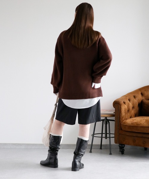 cepo（セポ）の「カシミアタッチハイネックニット〈ウォッシャブル〉（ニット/セーター・レディース・ミント/ダークブラウン/ベージュ・M）」の16枚目の写真