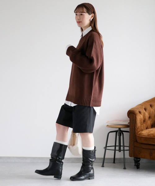 cepo（セポ）の「カシミアタッチハイネックニット〈ウォッシャブル〉（ニット/セーター・レディース・ミント/ダークブラウン/ベージュ・M）」の15枚目の写真