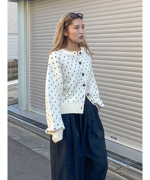 Ungrid（アングリッド）の「マルチウェイドットニットカーディガン（カーディガン/ボレロ・レディース・レッド/オフホワイト/ブルー・FREE）」の2枚目の写真