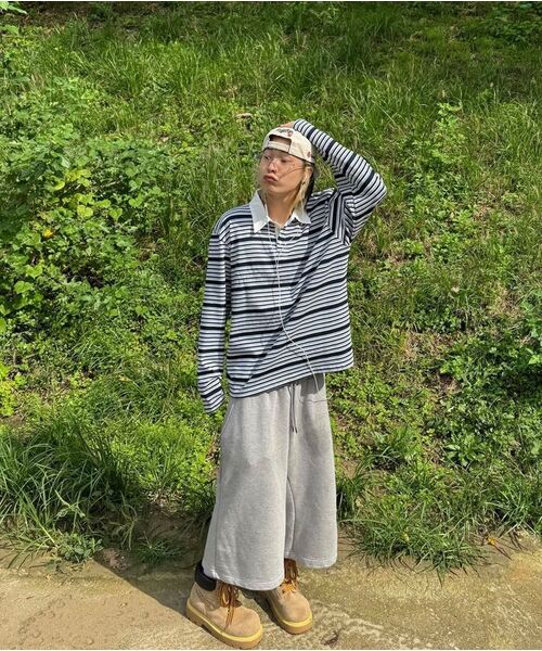 BASEMOMENT（ベースモーメント）の「ストライプラグビーTシャツスカイブルー（ポロシャツ・レディース・その他・MEDIUM/LARGE）」の8枚目の写真
