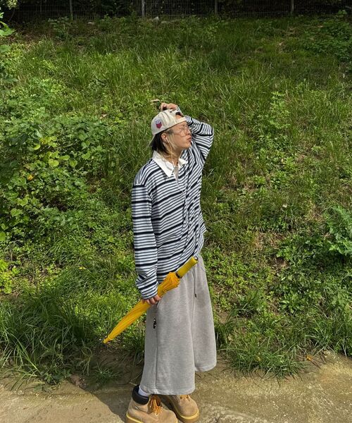 BASEMOMENT（ベースモーメント）の「ストライプラグビーTシャツスカイブルー（ポロシャツ・レディース・その他・MEDIUM/LARGE）」の11枚目の写真