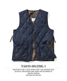 TAION（タイオン）の「【TAION(タイオン)】〈ユニセックス〉ミリタリー Vネックジップ ダウンベスト（ダウンベスト）」