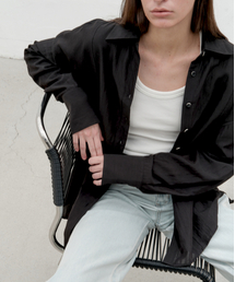 EMKM（ウウムキイム）の「シアリラックスフィットカーディガンシャツ_BLACK（シャツ/ブラウス）」