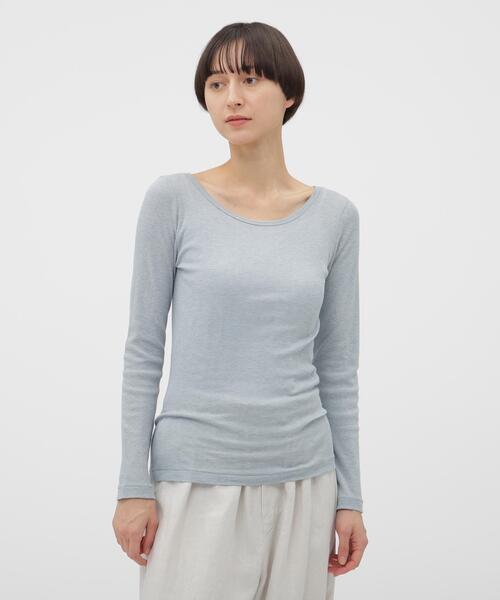 MARGARET HOWELL(マーガレットハウエル)の「COTTON SILK RIB TOP(Tシャツ/カットソー・レディース・ライトグレー/ブラック/ブルー・FREE)」の3枚目の写真
