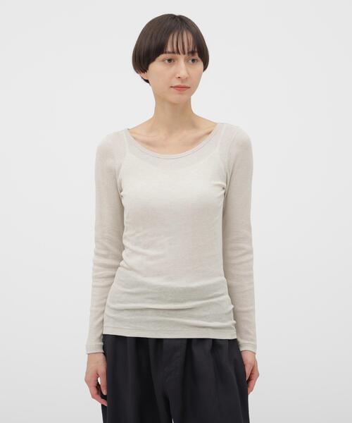 MARGARET HOWELL(マーガレットハウエル)の「COTTON SILK RIB TOP(Tシャツ/カットソー・レディース・ライトグレー/ブラック/ブルー・FREE)」の2枚目の写真