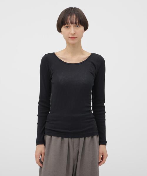 MARGARET HOWELL(マーガレットハウエル)の「COTTON SILK RIB TOP(Tシャツ/カットソー・レディース・ライトグレー/ブラック/ブルー・FREE)」の1枚目の写真