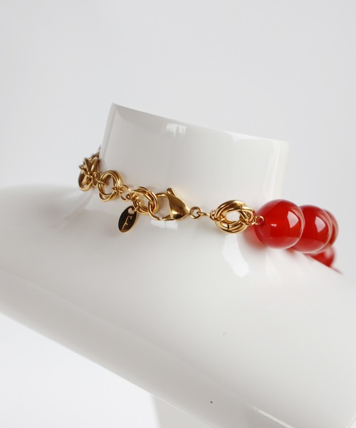 TUWAKRIM（トゥワクリム）の「【TUWAKRIM】レッドアゲートネックレスL（ネックレス・レディース・レッド・MEDIUM）」の4枚目の写真