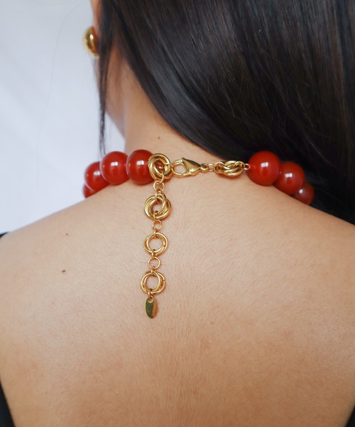 TUWAKRIM（トゥワクリム）の「【TUWAKRIM】レッドアゲートネックレスL（ネックレス・レディース・レッド・MEDIUM）」の12枚目の写真