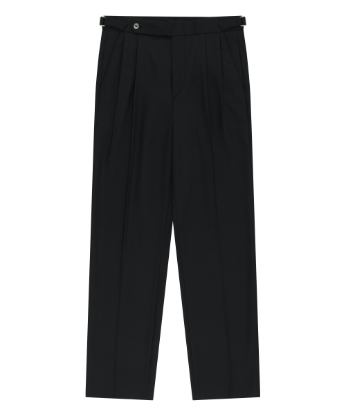 BELLIEF(ベリーフ)の「Wool Gabardine adjust Double-Pleated relaxed Trouser (Black)(スラックス・メンズ・その他・MEDIUM/LARGE/X-LARGE)」の1枚目の写真