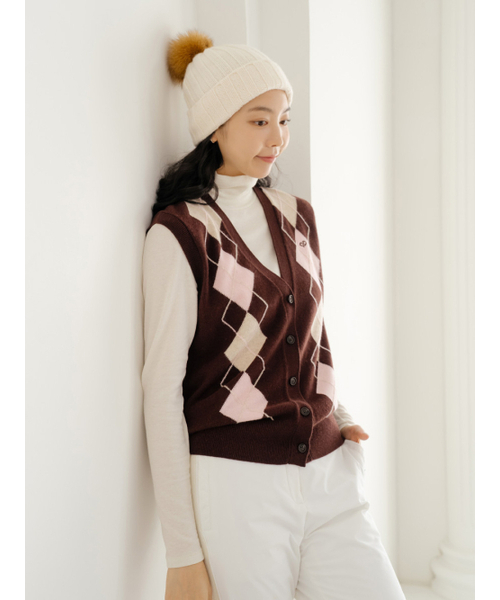 NITINA(ニティナ)の「カシミヤブレンドアーガイルベストBR(ニット/セーター・レディース・ブラウン・SMALL/MEDIUM)」の2枚目の写真