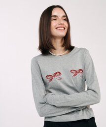 パリボンTシャツグレー