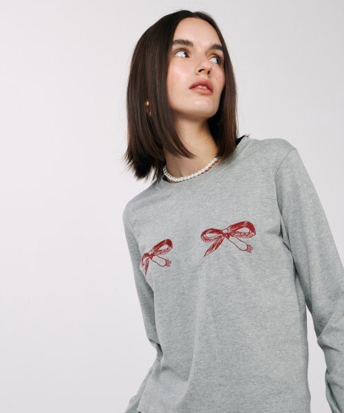 TWENTY FOUR T（トゥエンティフォーティ）の「パリボンTシャツグレー（Tシャツ/カットソー・レディース・その他・FREE）」の3枚目の写真
