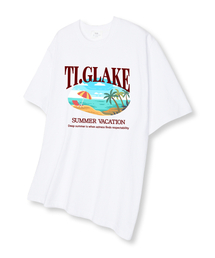 パラソルビーチ オーバーサイズ 半袖Tシャツ ホワイト