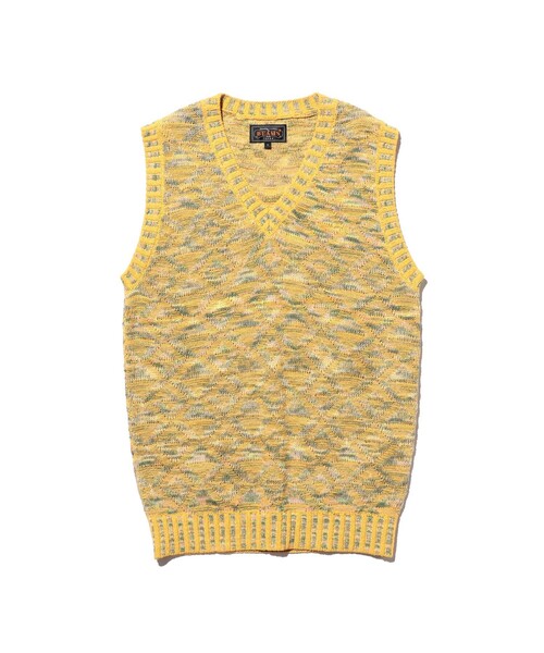 BEAMS PLUS（ビームスプラス）の「V-Neck Vest "KASURI" Jacquard（ニット/セーター・メンズ・イエロー/ベージュ/ネイビー・X-LARGE/LARGE/MEDIUM/SMALL）」の3枚目の写真
