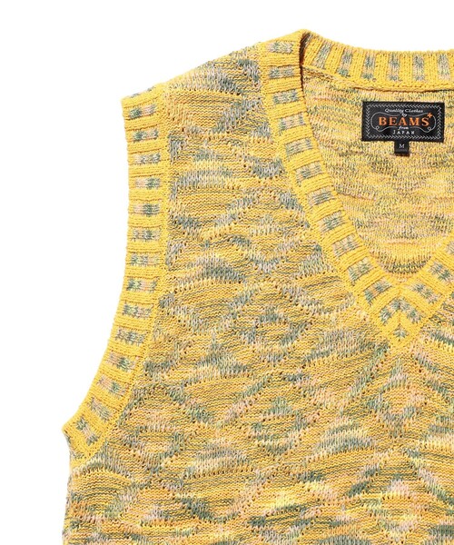 BEAMS PLUS（ビームスプラス）の「V-Neck Vest "KASURI" Jacquard（ニット/セーター・メンズ・イエロー/ベージュ/ネイビー・X-LARGE/LARGE/MEDIUM/SMALL）」の13枚目の写真