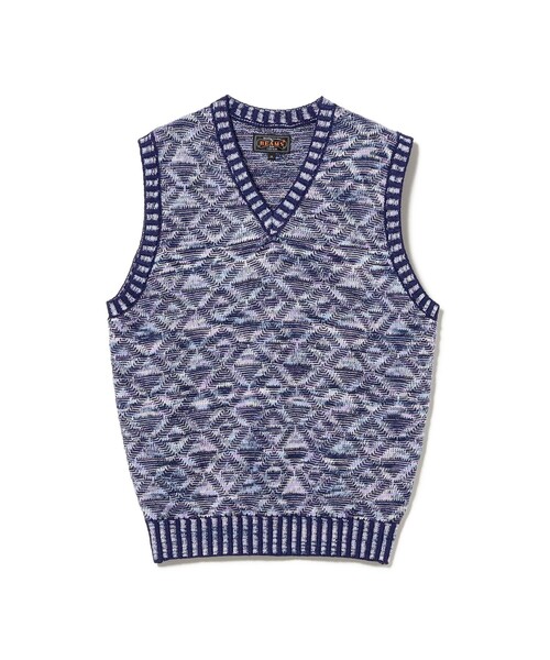 BEAMS PLUS（ビームスプラス）の「V-Neck Vest "KASURI" Jacquard（ニット/セーター・メンズ・イエロー/ベージュ/ネイビー・X-LARGE/LARGE/MEDIUM/SMALL）」の19枚目の写真